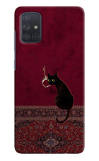 Midnight Cat Samsung A71 Hard Case Back Cover by Casekaro