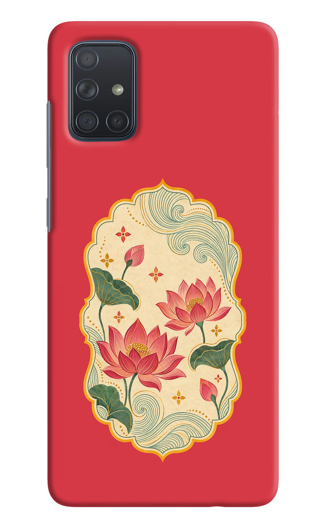 Pink Lotus Samsung A71 Hard Case Back Cover by Casekaro