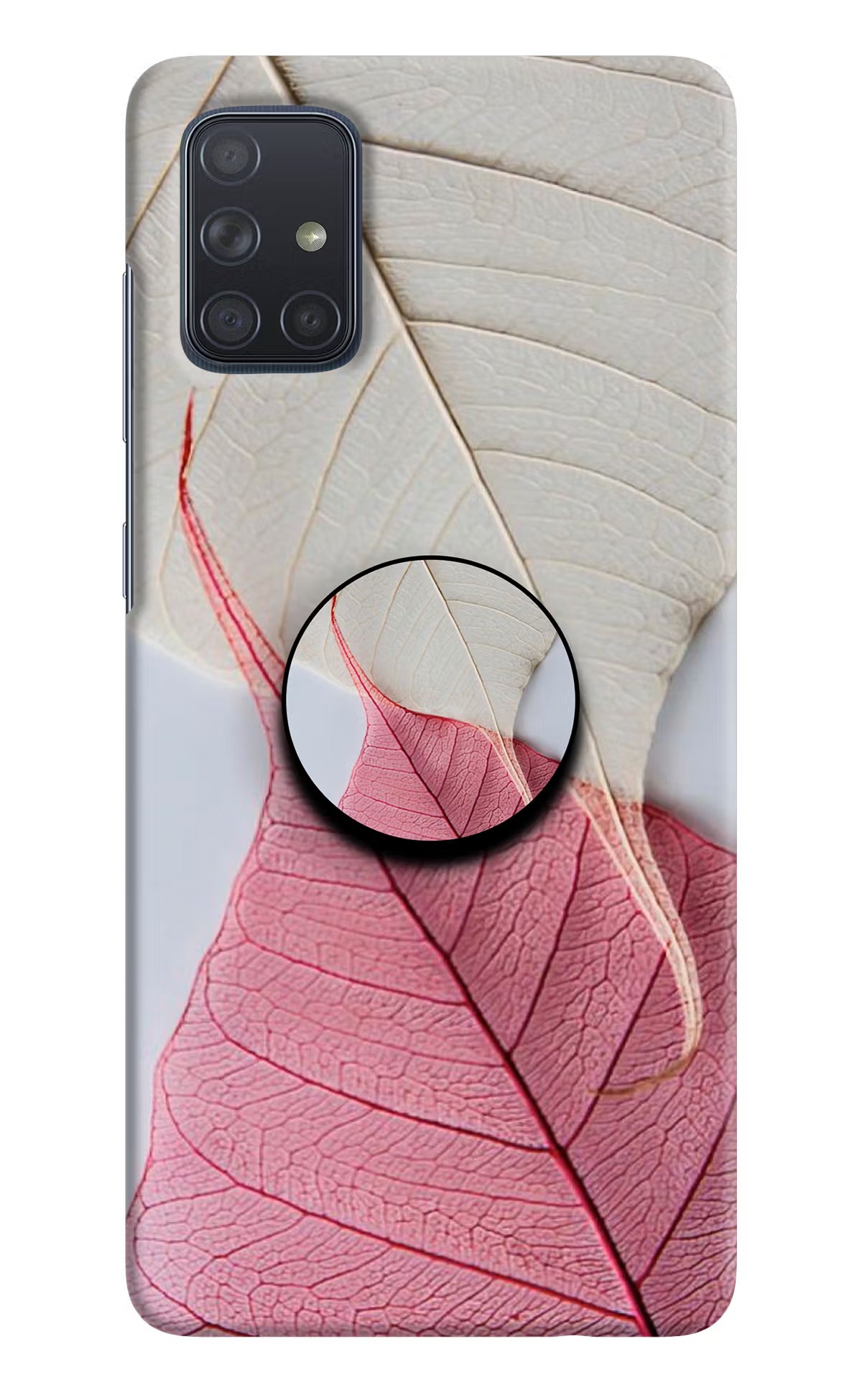 White Pink Leaf Samsung A71 Pop Case by Casekaro