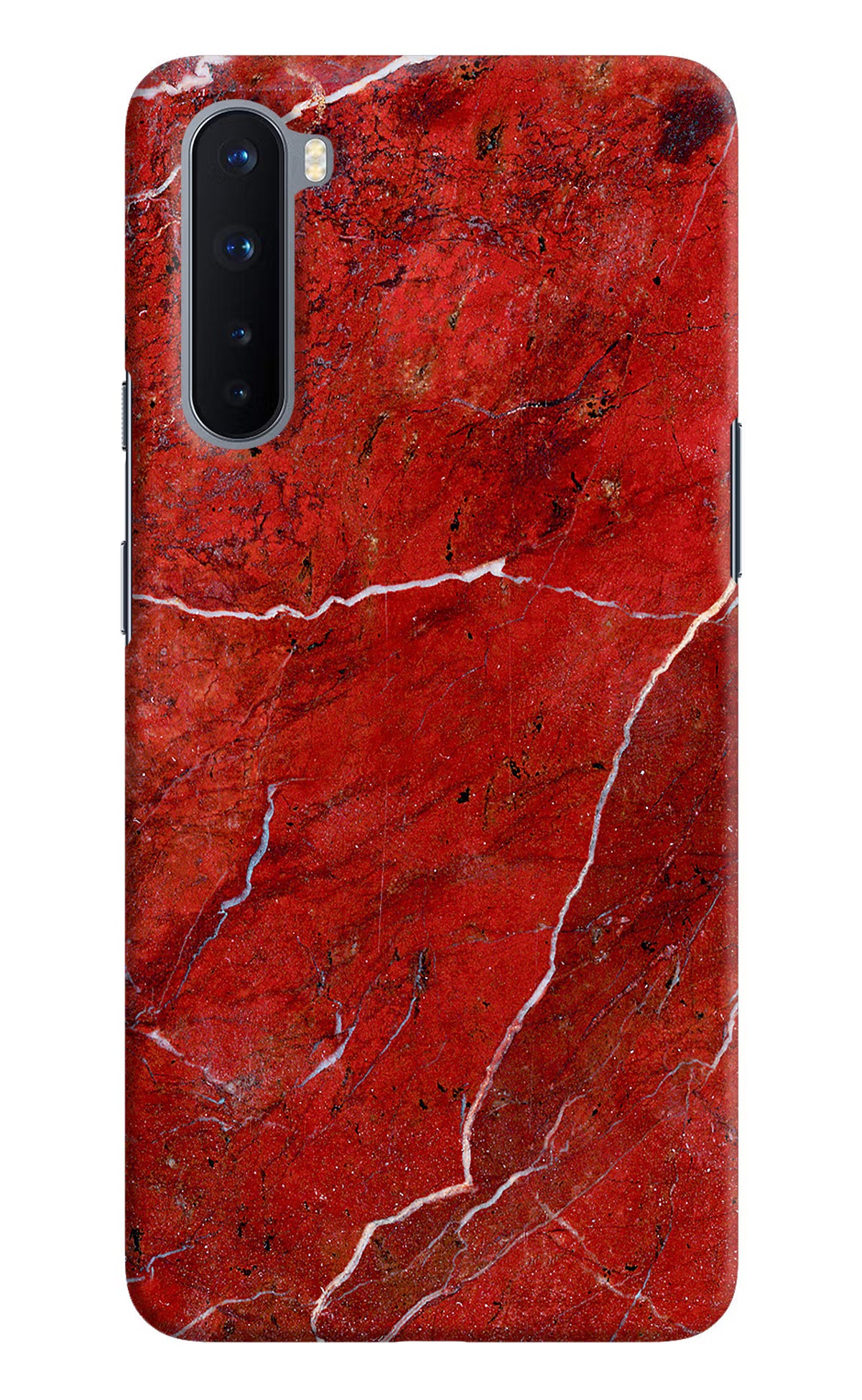 Red Marble Design Oneplus Nord Hard Case Back Cover by Casekaro