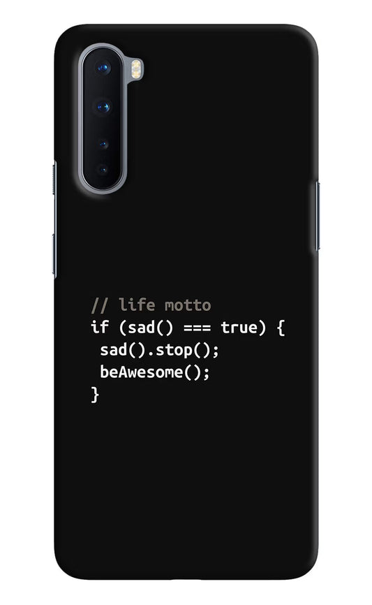 Life Motto Code Oneplus Nord Hard Case Back Cover by Casekaro