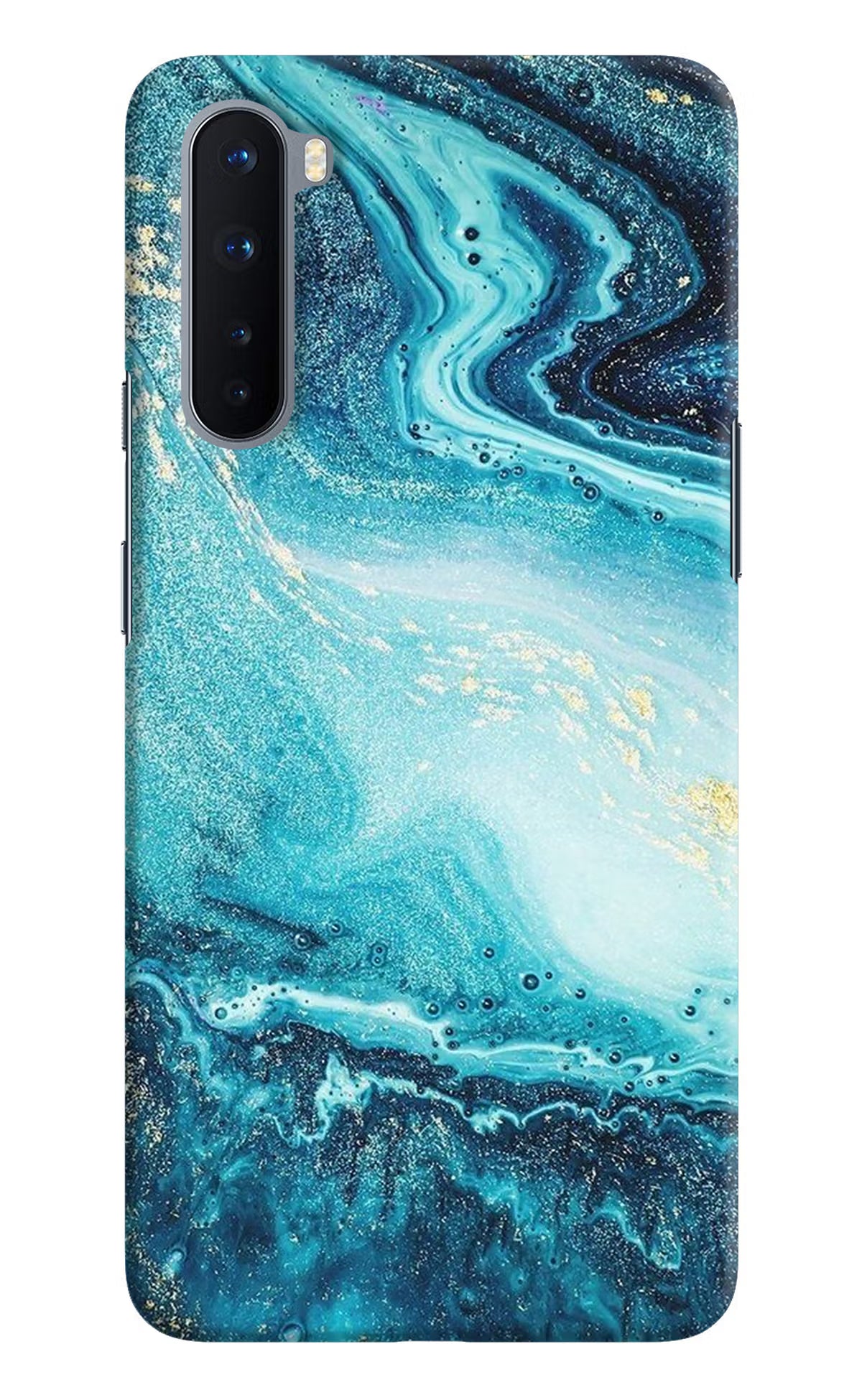 Blue Glitter Marble Oneplus Nord Hard Case Back Cover by Casekaro