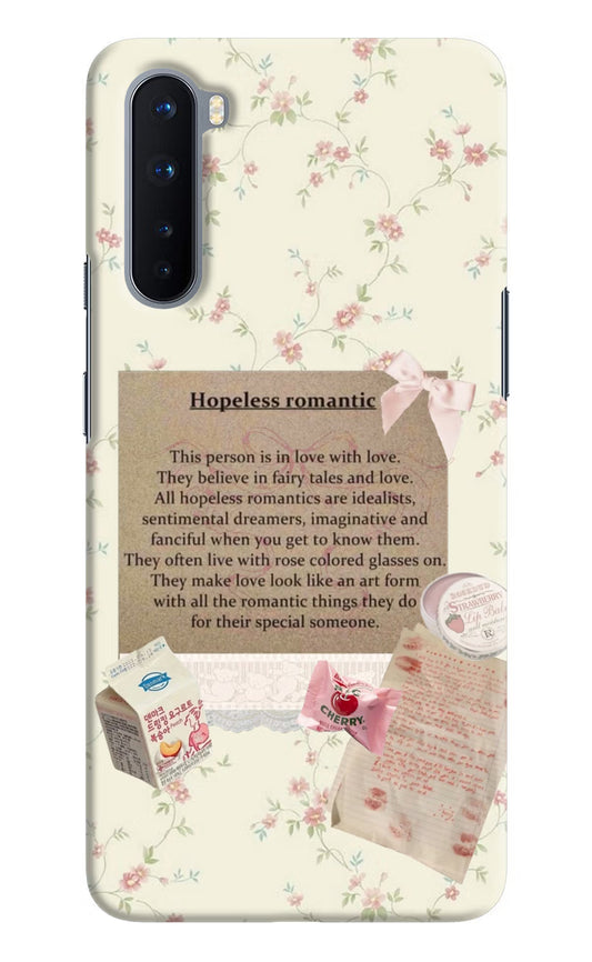 Hopeless Romantic Oneplus Nord Hard Case Back Cover by Casekaro