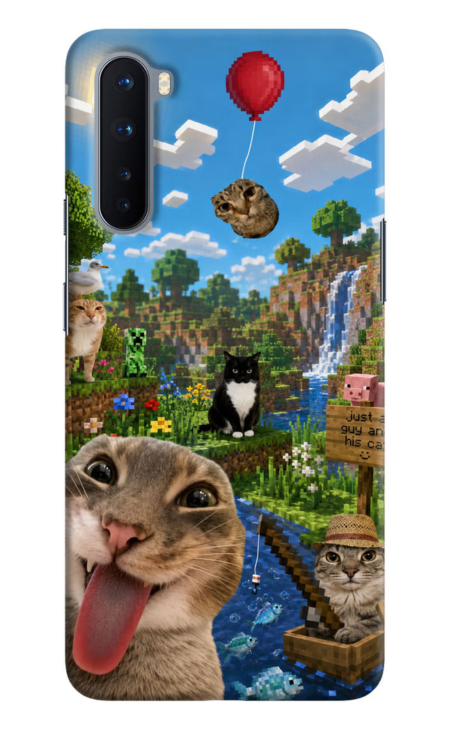 Minecraft Cat Chaos Oneplus Nord Hard Case Back Cover by Casekaro