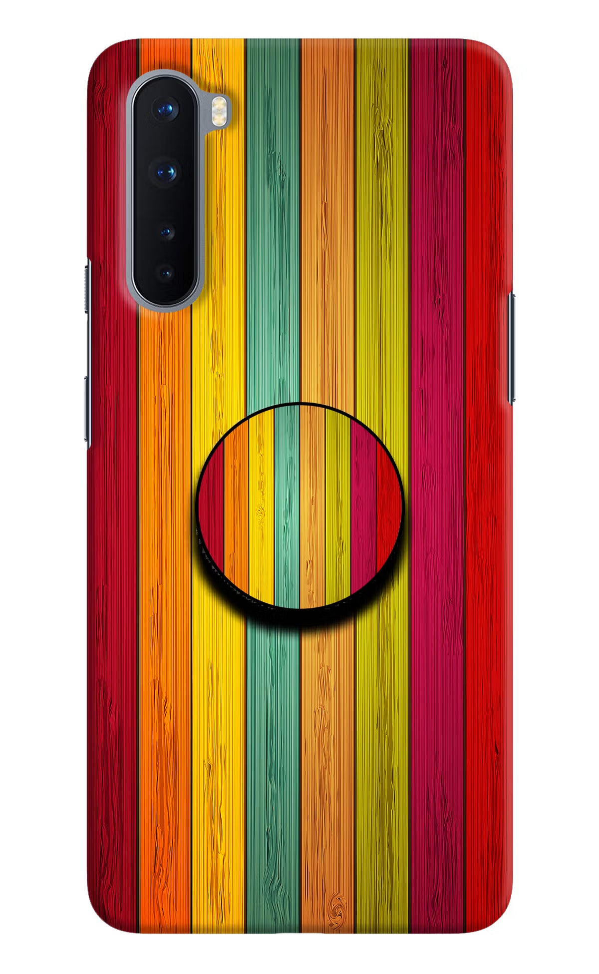 Multicolor Wooden Oneplus Nord Pop Case by Casekaro