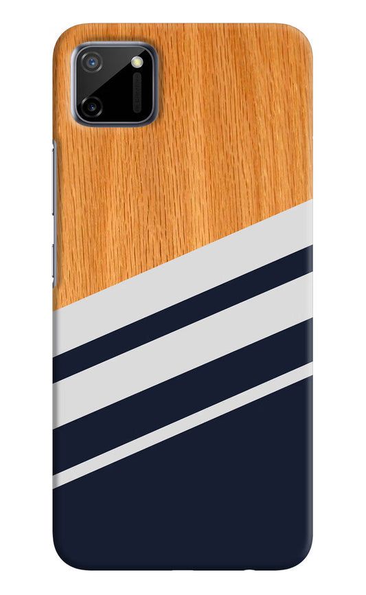 Blue and white wooden Realme C11 2020 Hard Case Back Cover by Casekaro