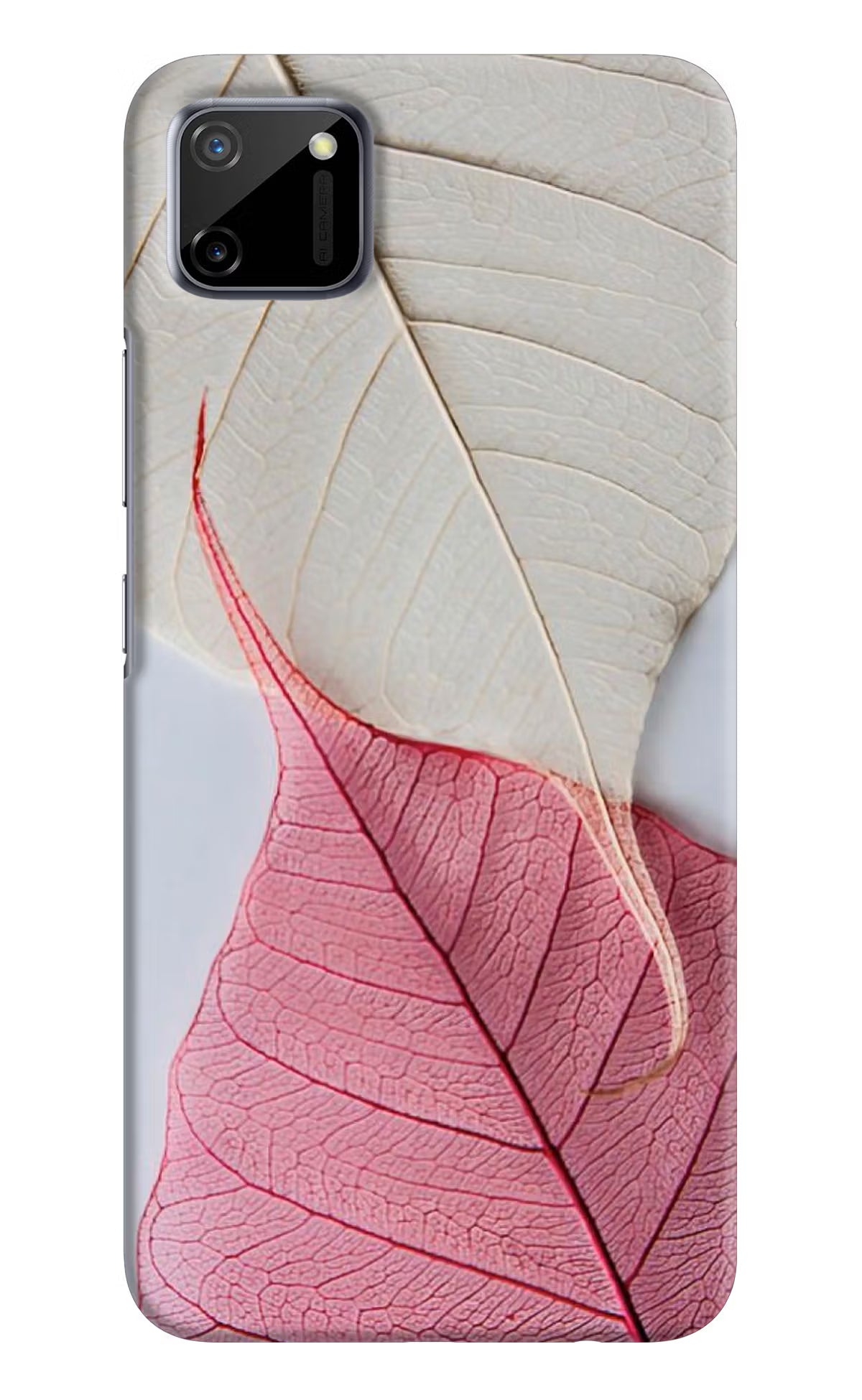 White Pink Leaf Realme C11 2020 Hard Case Back Cover by Casekaro