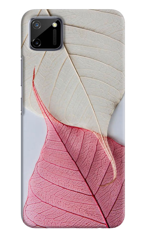 White Pink Leaf Realme C11 2020 Back Cover