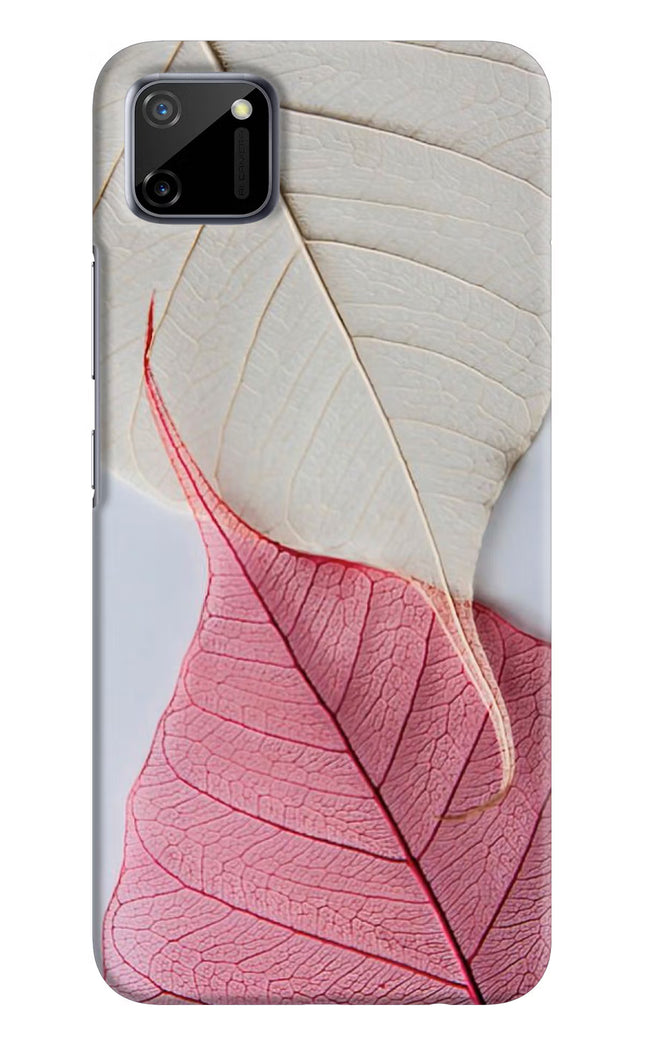White Pink Leaf Realme C11 2020 Hard Case Back Cover by Casekaro