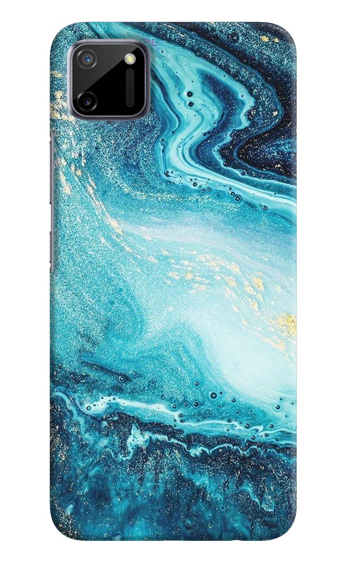 Blue Glitter Marble Realme C11 2020 Hard Case Back Cover by Casekaro