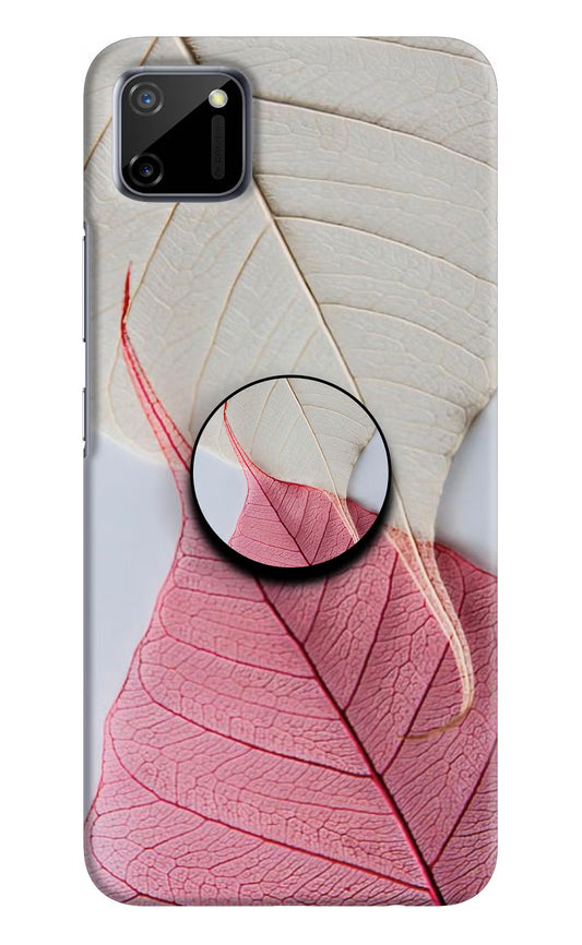 White Pink Leaf Realme C11 2020 Hard Case Back Cover by Casekaro