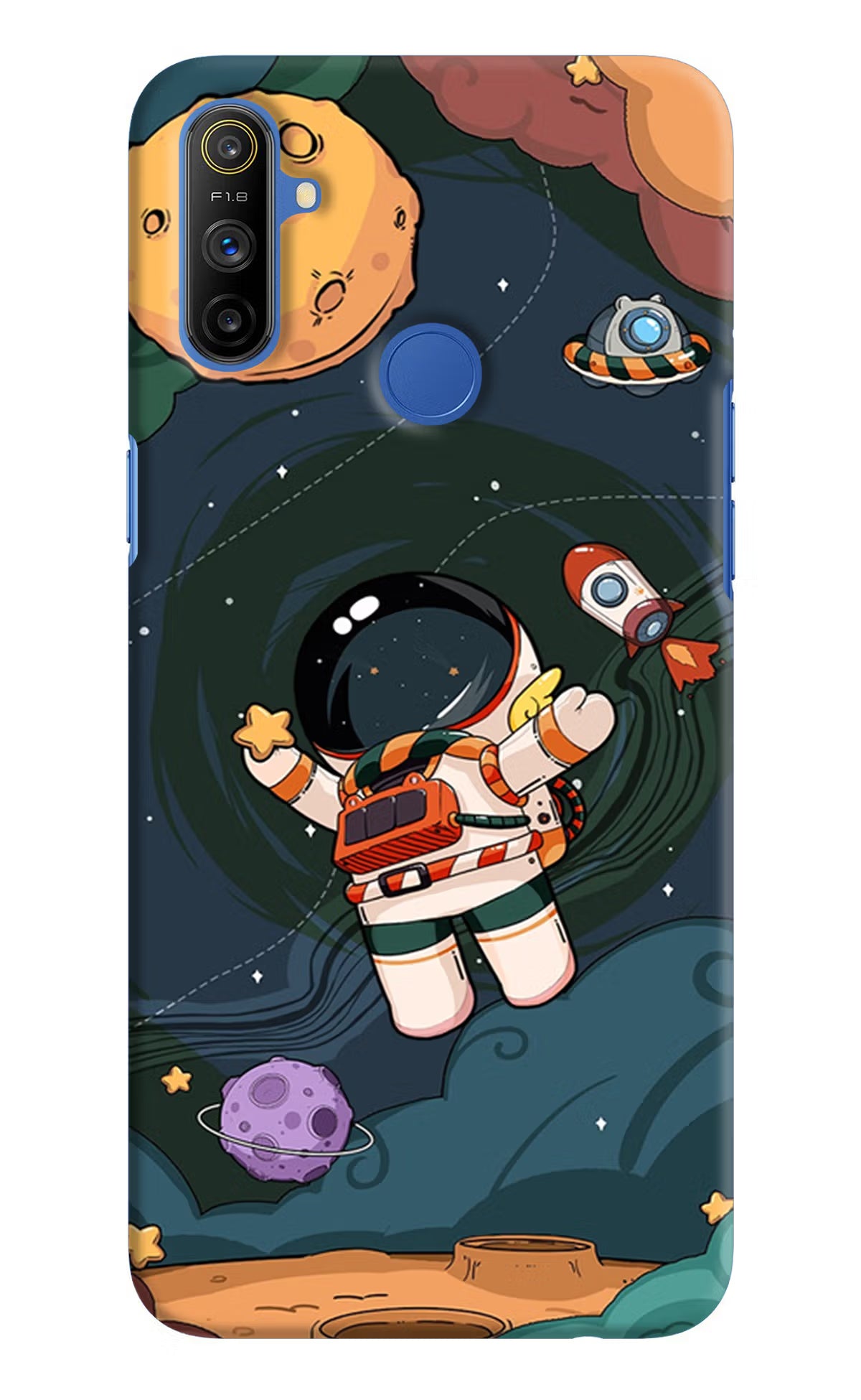 Cartoon Astronaut Realme Narzo 10A/20A Hard Case Back Cover by Casekaro