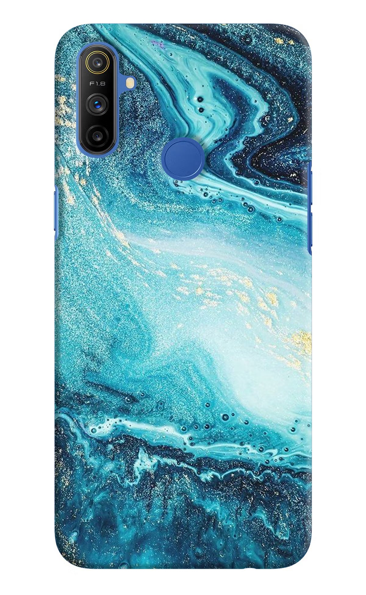 Blue Glitter Marble Realme Narzo 10A/20A Hard Case Back Cover by Casekaro