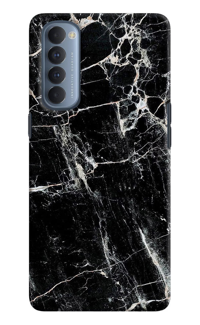 Black Marble Texture Oppo Reno4 Pro Hard Case Back Cover by Casekaro