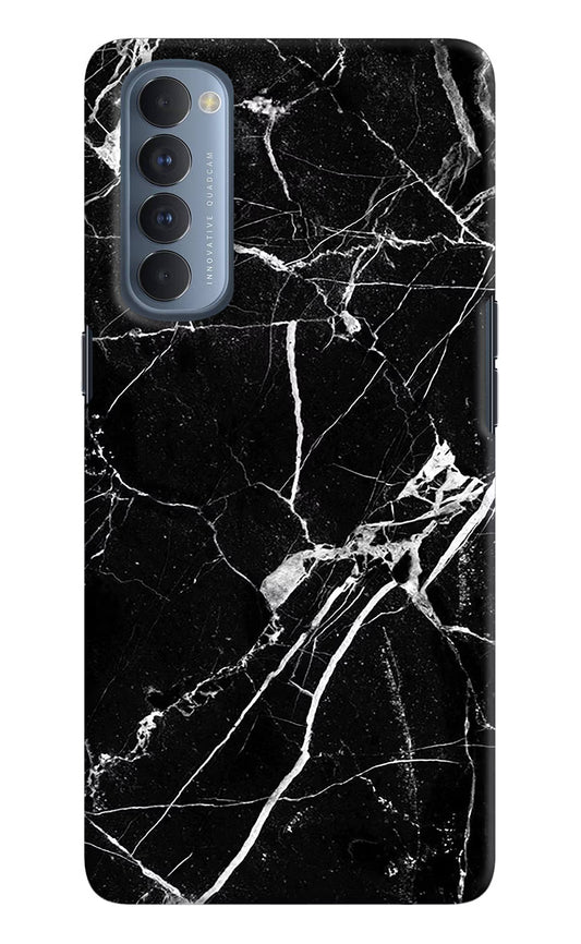 Black Marble Pattern Oppo Reno4 Pro Hard Case Back Cover by Casekaro