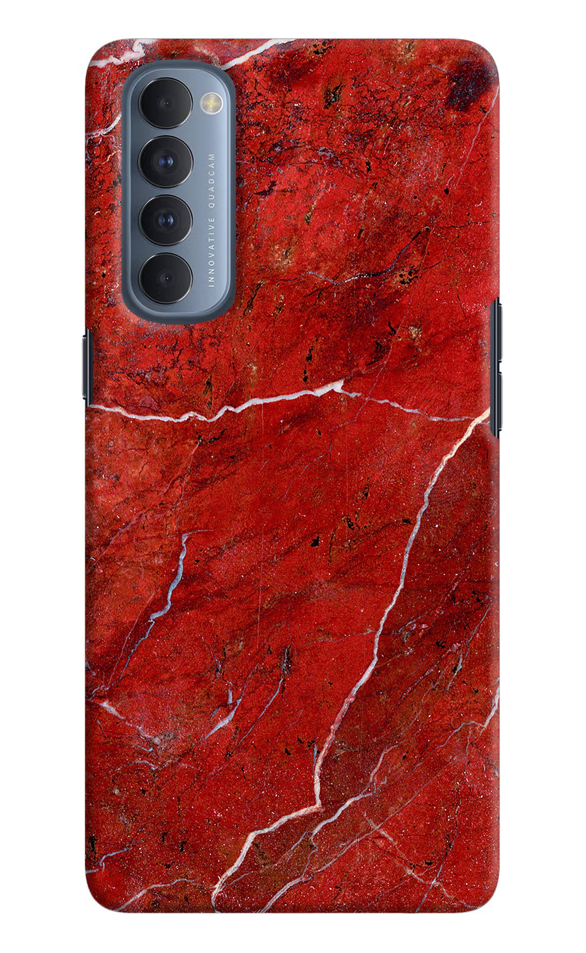 Red Marble Design Oppo Reno4 Pro Hard Case Back Cover by Casekaro