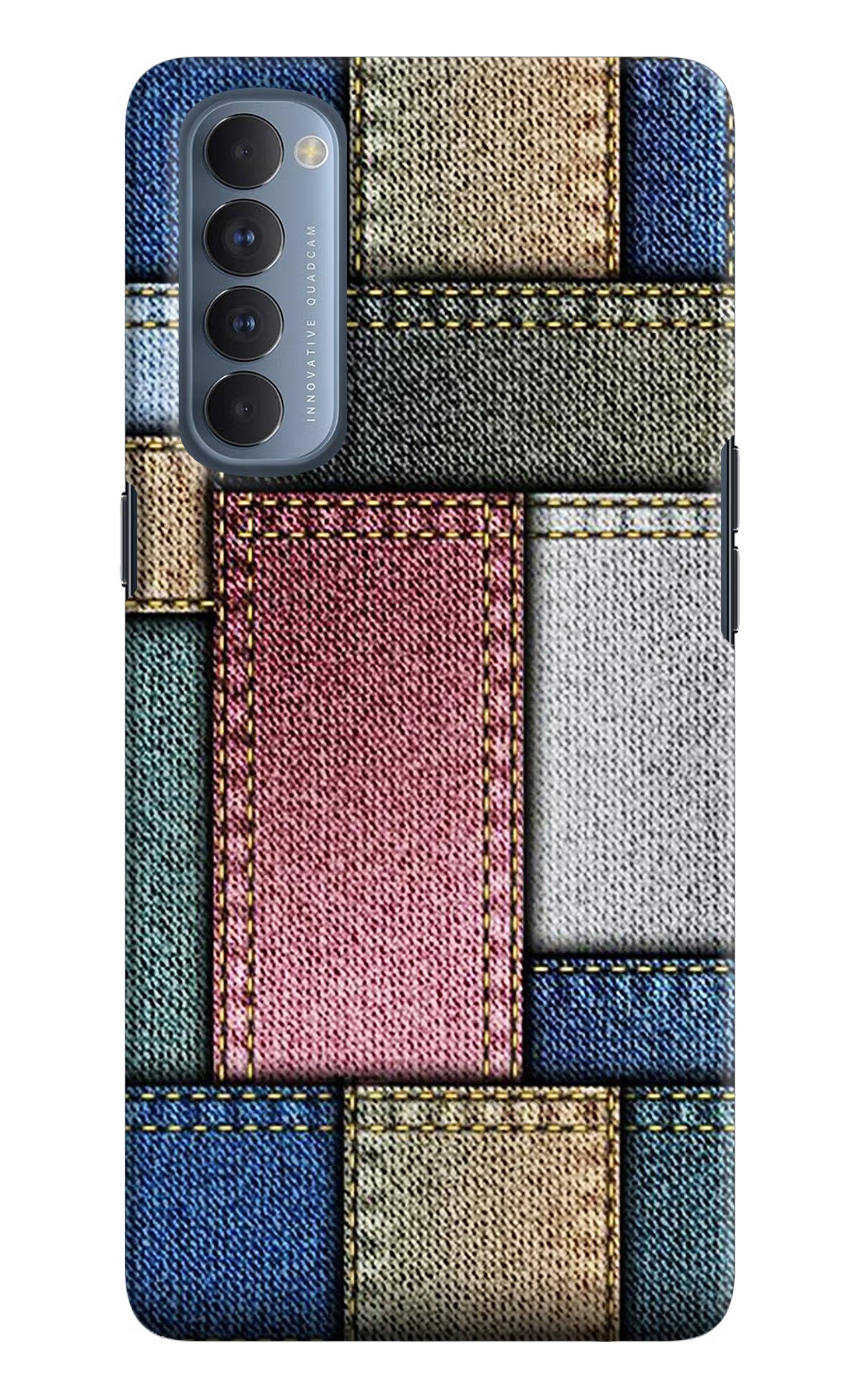 Multicolor Jeans Oppo Reno4 Pro Hard Case Back Cover by Casekaro
