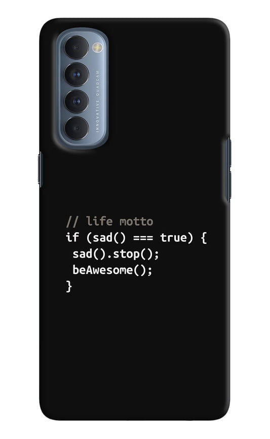 Life Motto Code Oppo Reno4 Pro Hard Case Back Cover by Casekaro