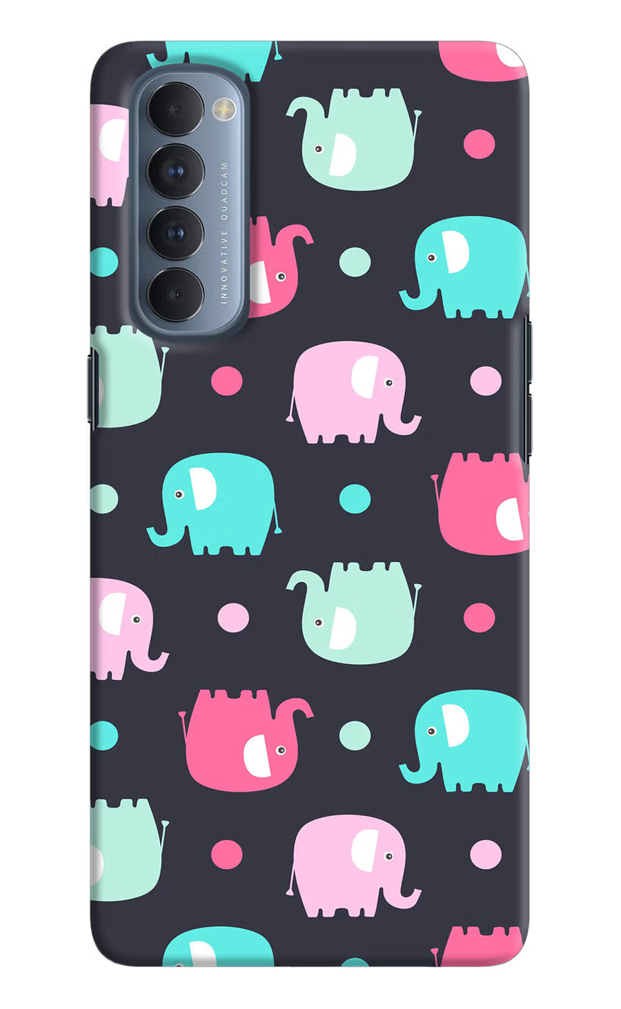 Elephants Oppo Reno4 Pro Back Cover, Hard case