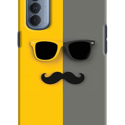 Sunglasses with Mustache Oppo Reno4 Pro Hard Case Back Cover by Casekaro