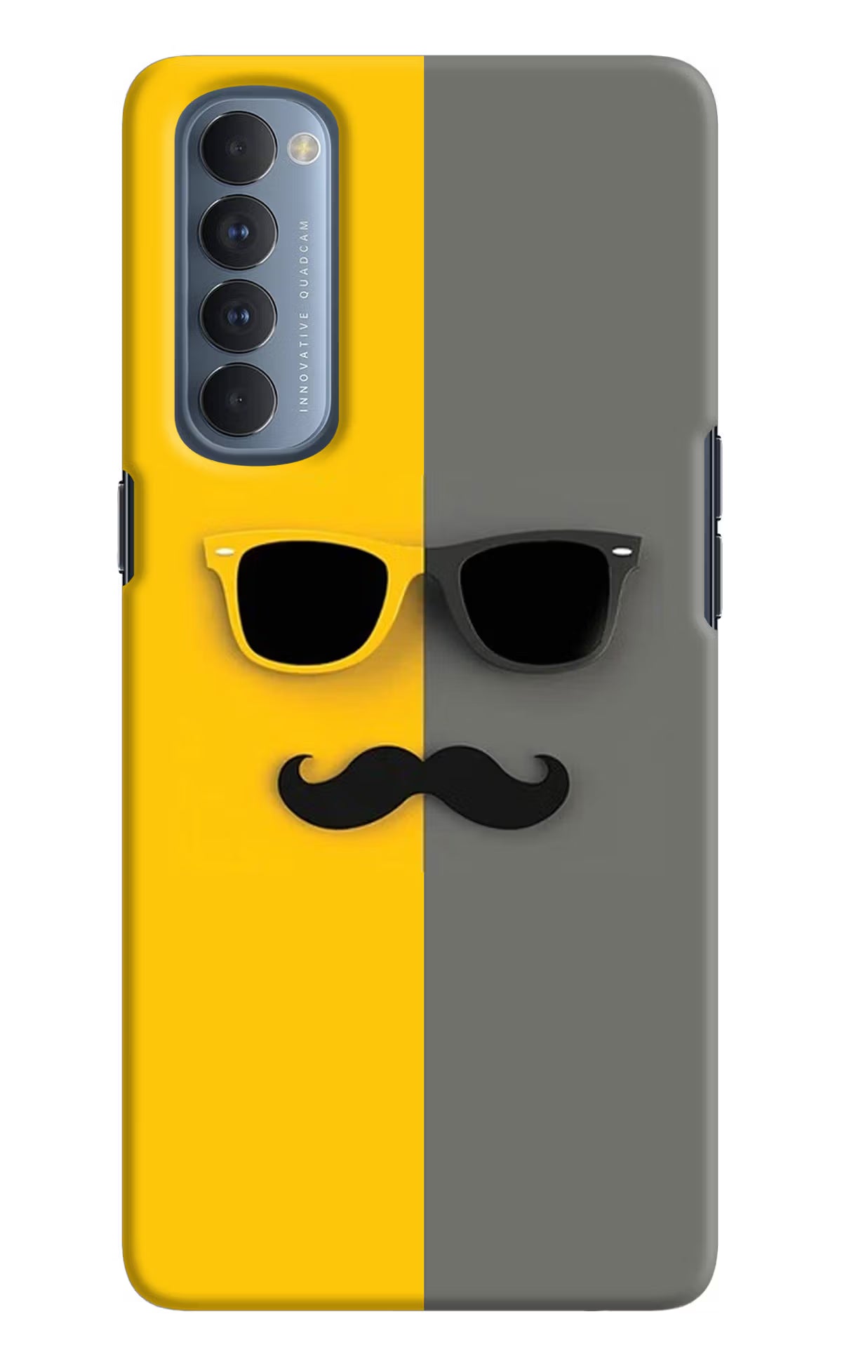 Sunglasses with Mustache Oppo Reno4 Pro Hard Case Back Cover by Casekaro