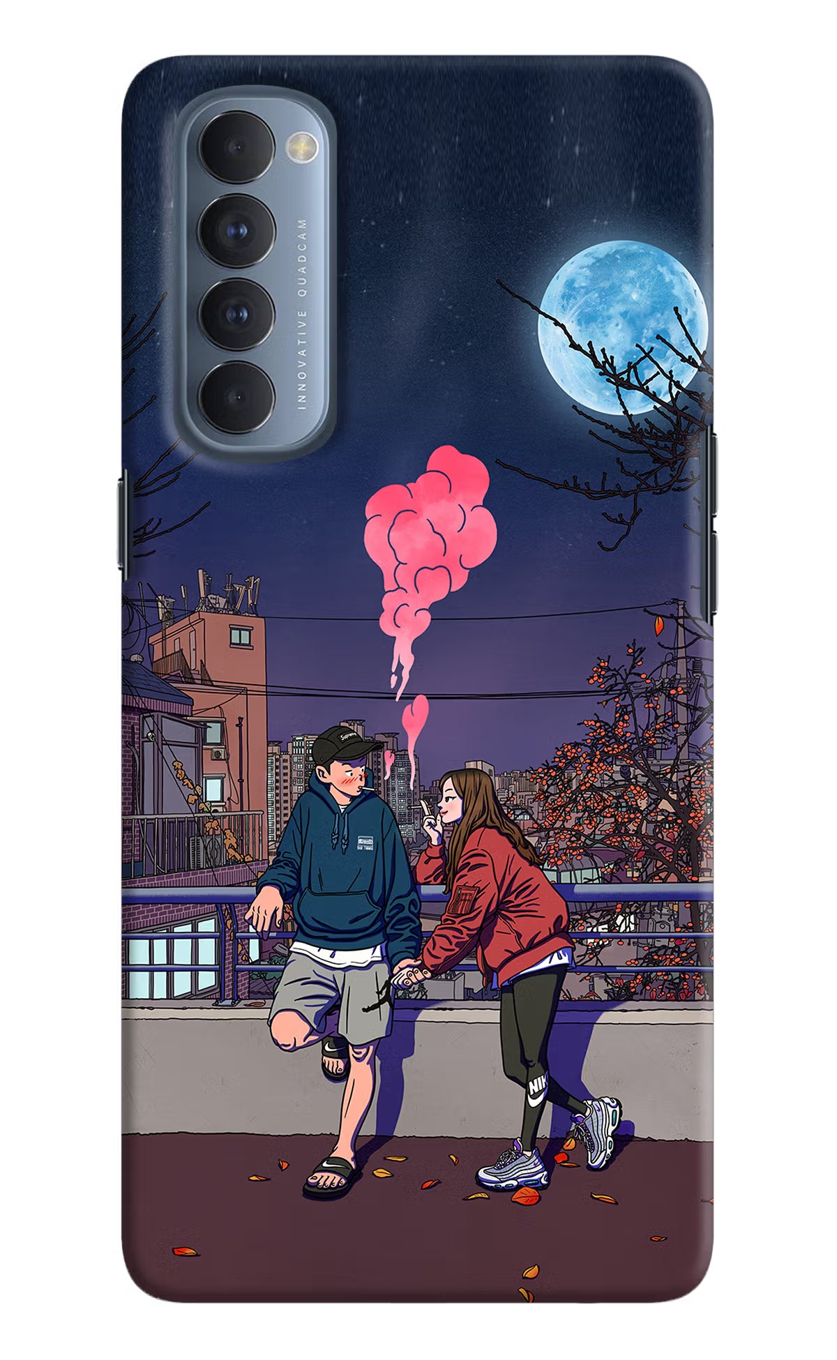 Chilling Couple Oppo Reno4 Pro Hard Case Back Cover by Casekaro
