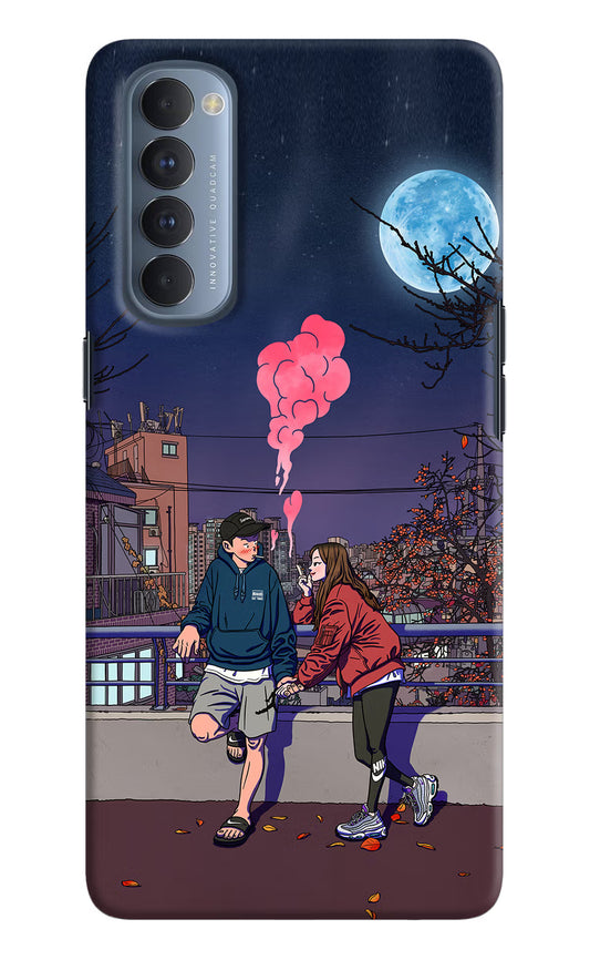 Chilling Couple Oppo Reno4 Pro Hard Case Back Cover by Casekaro
