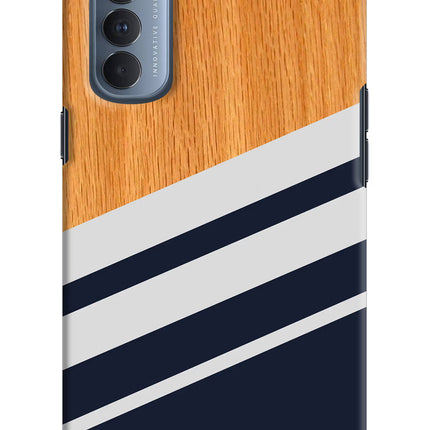 Blue and white wooden Oppo Reno4 Pro Hard Case Back Cover by Casekaro