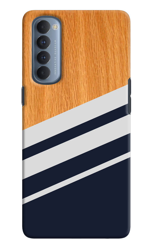 Blue and white wooden Oppo Reno4 Pro Hard Case Back Cover by Casekaro