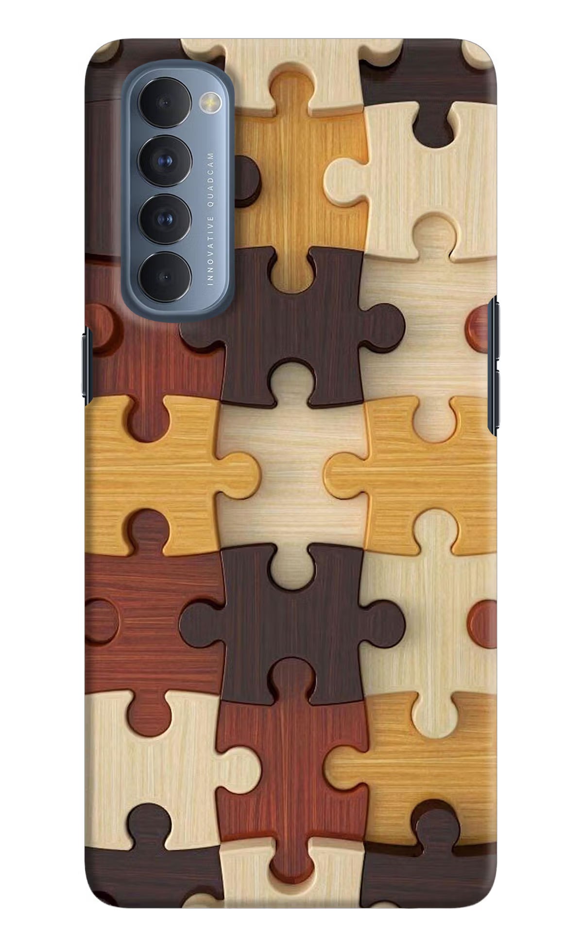 Wooden Puzzle Oppo Reno4 Pro Hard Case Back Cover by Casekaro