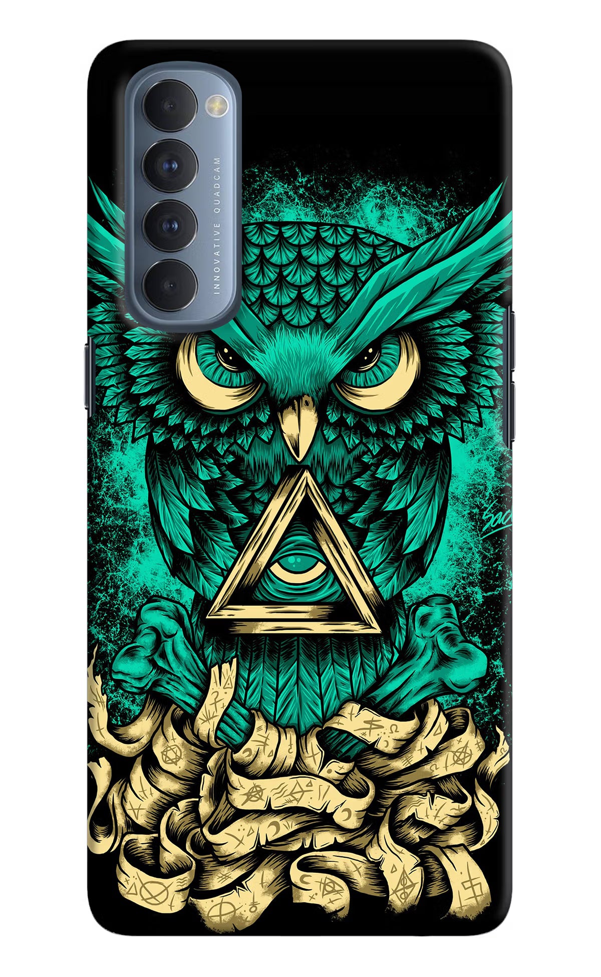 Green Owl Oppo Reno4 Pro Hard Case Back Cover by Casekaro