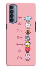 BTS names Oppo Reno4 Pro Hard Case Back Cover by Casekaro