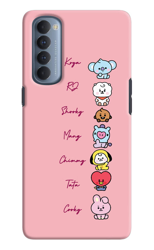 BTS names Oppo Reno4 Pro Hard Case Back Cover by Casekaro