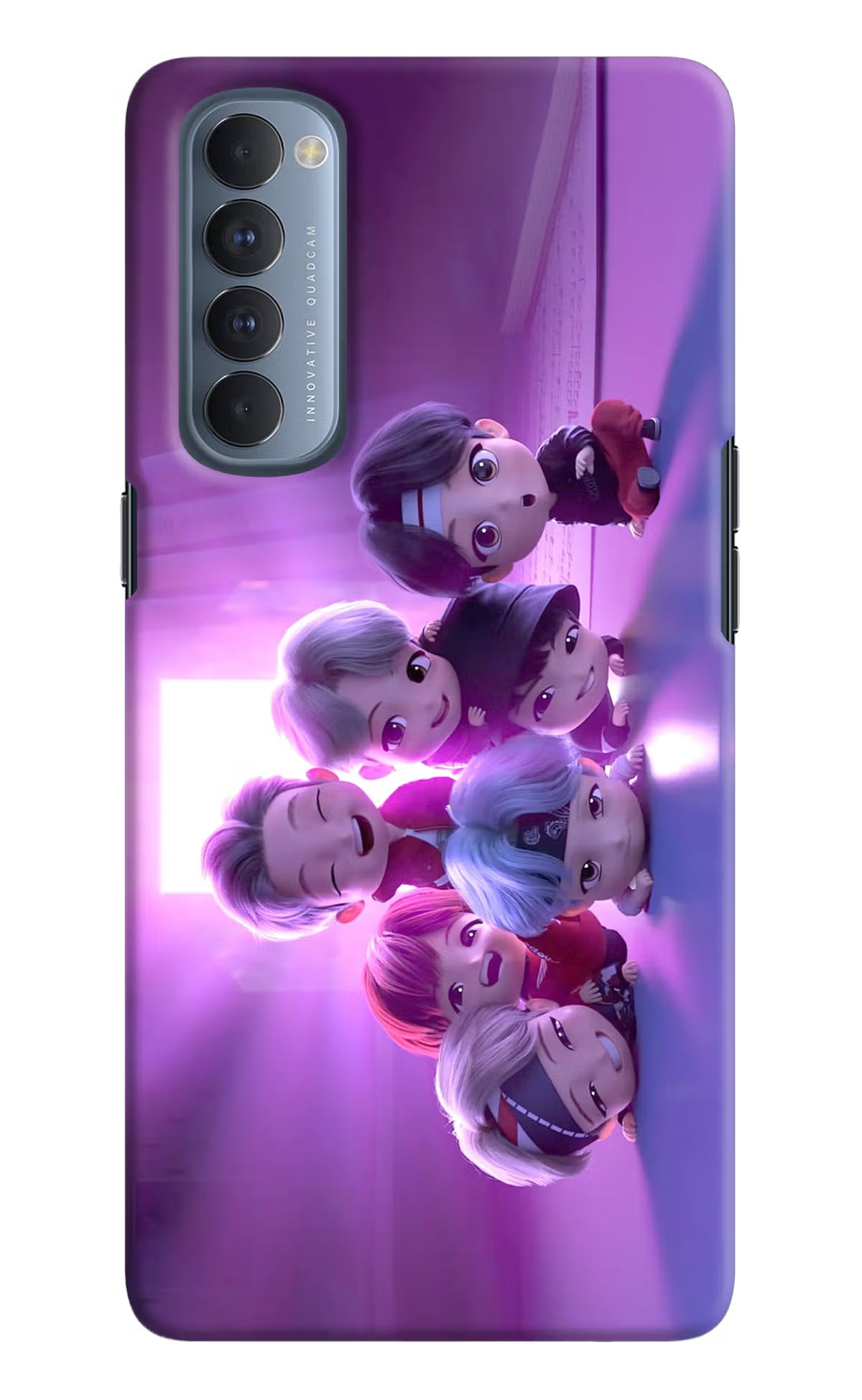 BTS Chibi Oppo Reno4 Pro Hard Case Back Cover by Casekaro