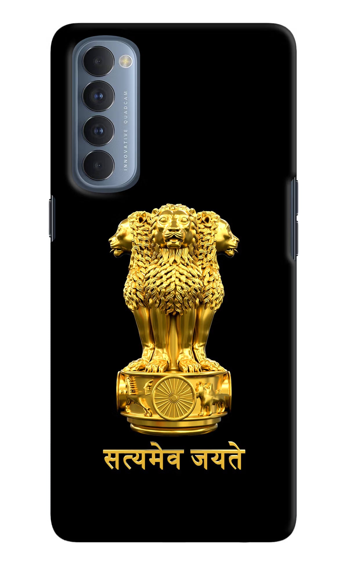 Satyamev Jayate Golden Oppo Reno4 Pro Hard Case Back Cover by Casekaro