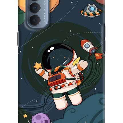 Cartoon Astronaut Oppo Reno4 Pro Hard Case Back Cover by Casekaro