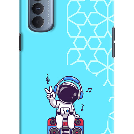 Cute Astronaut Chilling Oppo Reno4 Pro Hard Case Back Cover by Casekaro