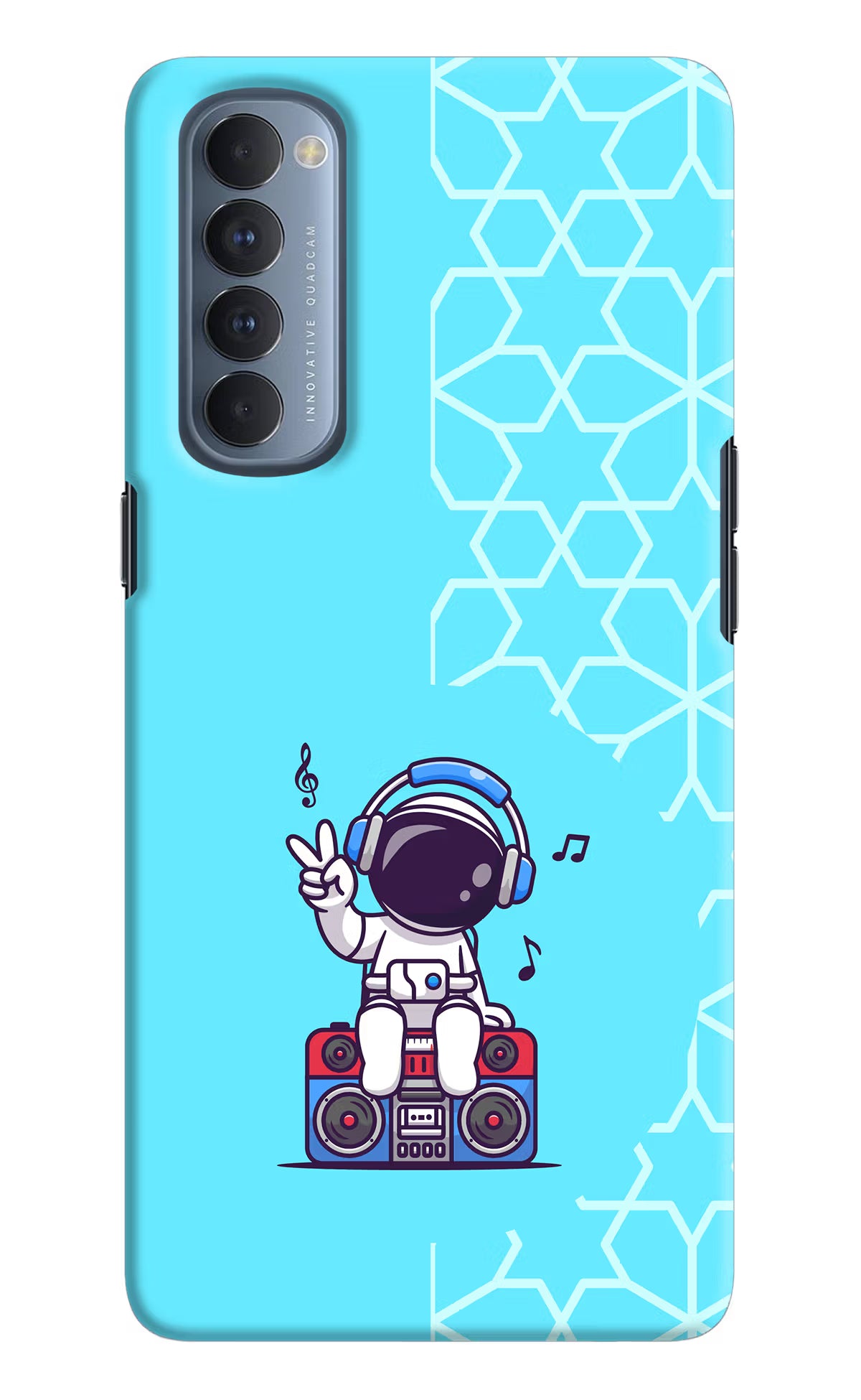 Cute Astronaut Chilling Oppo Reno4 Pro Hard Case Back Cover by Casekaro