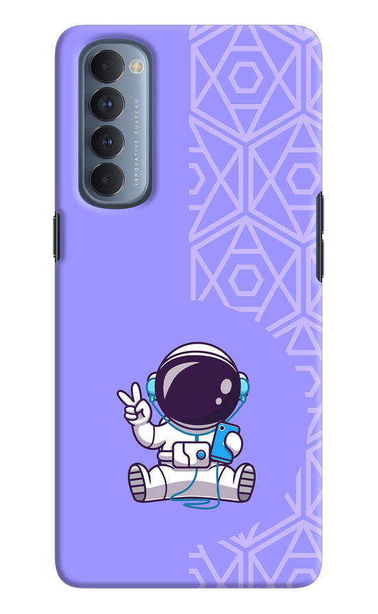 Cute Astronaut Chilling Oppo Reno4 Pro Hard Case Back Cover by Casekaro