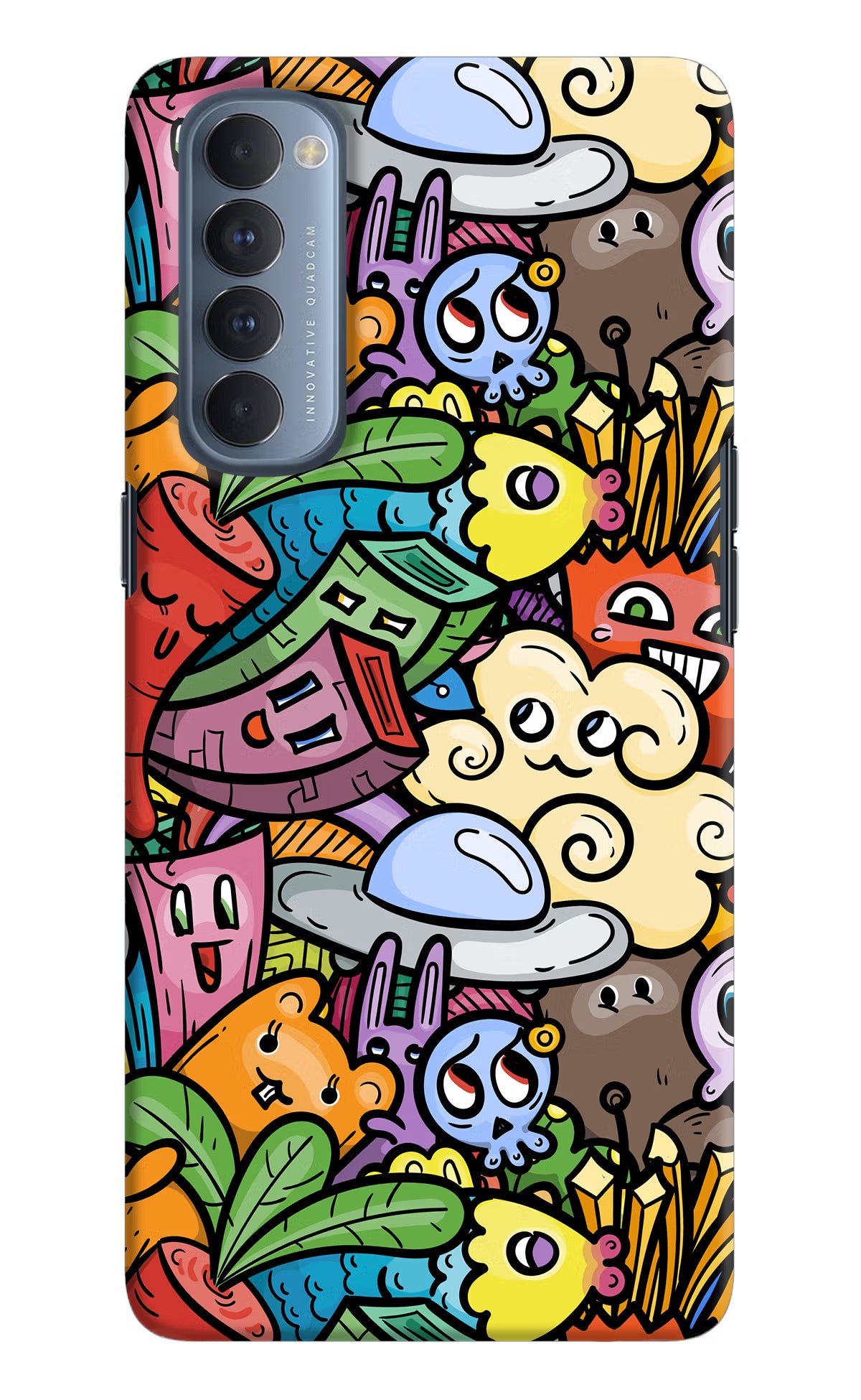 Veggie Doodle Oppo Reno4 Pro Hard Case Back Cover by Casekaro