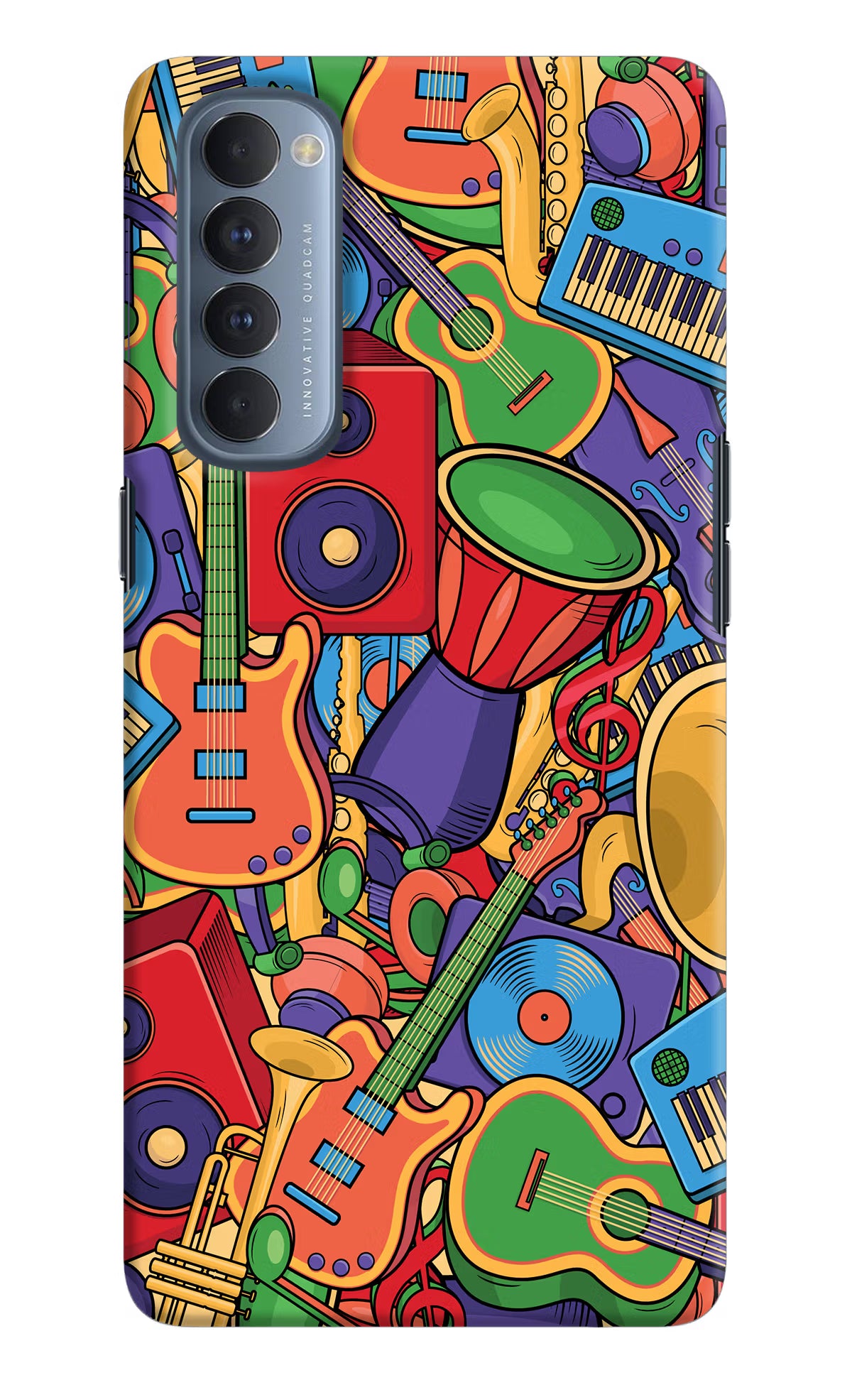 Music Instrument Doodle Oppo Reno4 Pro Hard Case Back Cover by Casekaro