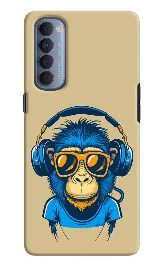 Monkey Headphone Oppo Reno4 Pro Hard Case Back Cover by Casekaro