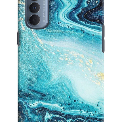 Blue Glitter Marble Oppo Reno4 Pro Hard Case Back Cover by Casekaro