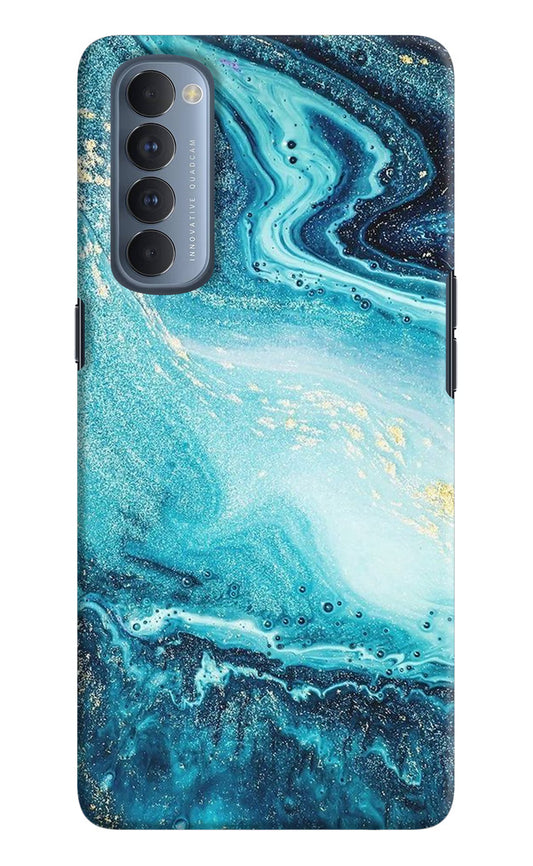 Blue Glitter Marble Oppo Reno4 Pro Hard Case Back Cover by Casekaro