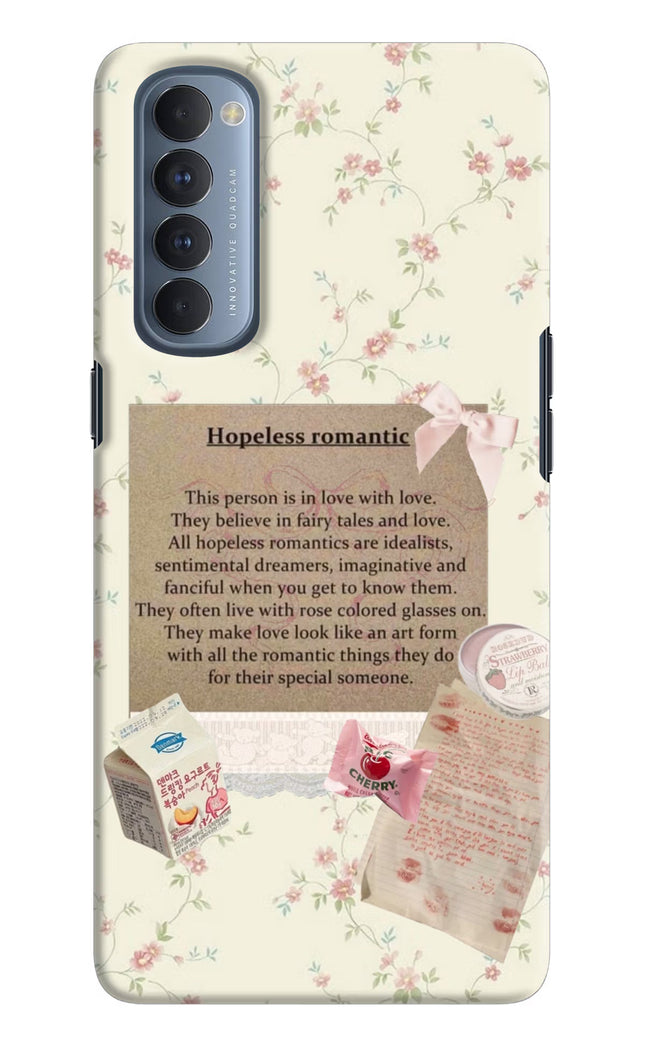 Hopeless Romantic Oppo Reno4 Pro Hard Case Back Cover by Casekaro