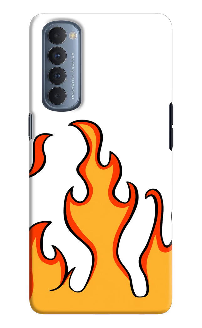 Fired Up – White Oppo Reno4 Pro Hard Case Back Cover by Casekaro