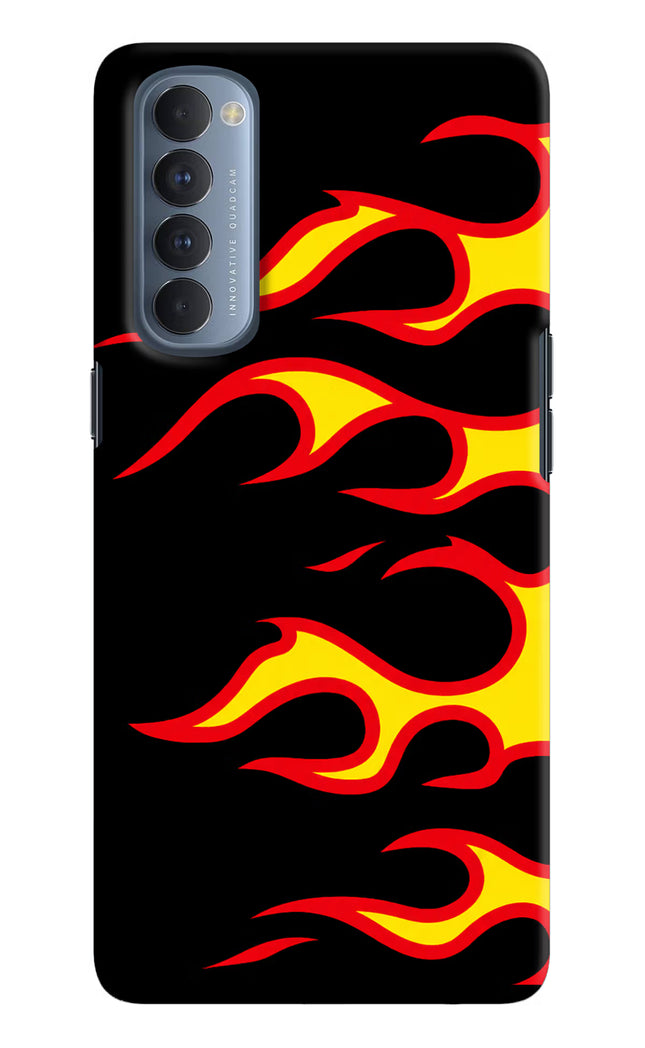 Side Sweep Flames Oppo Reno4 Pro Hard Case Back Cover by Casekaro