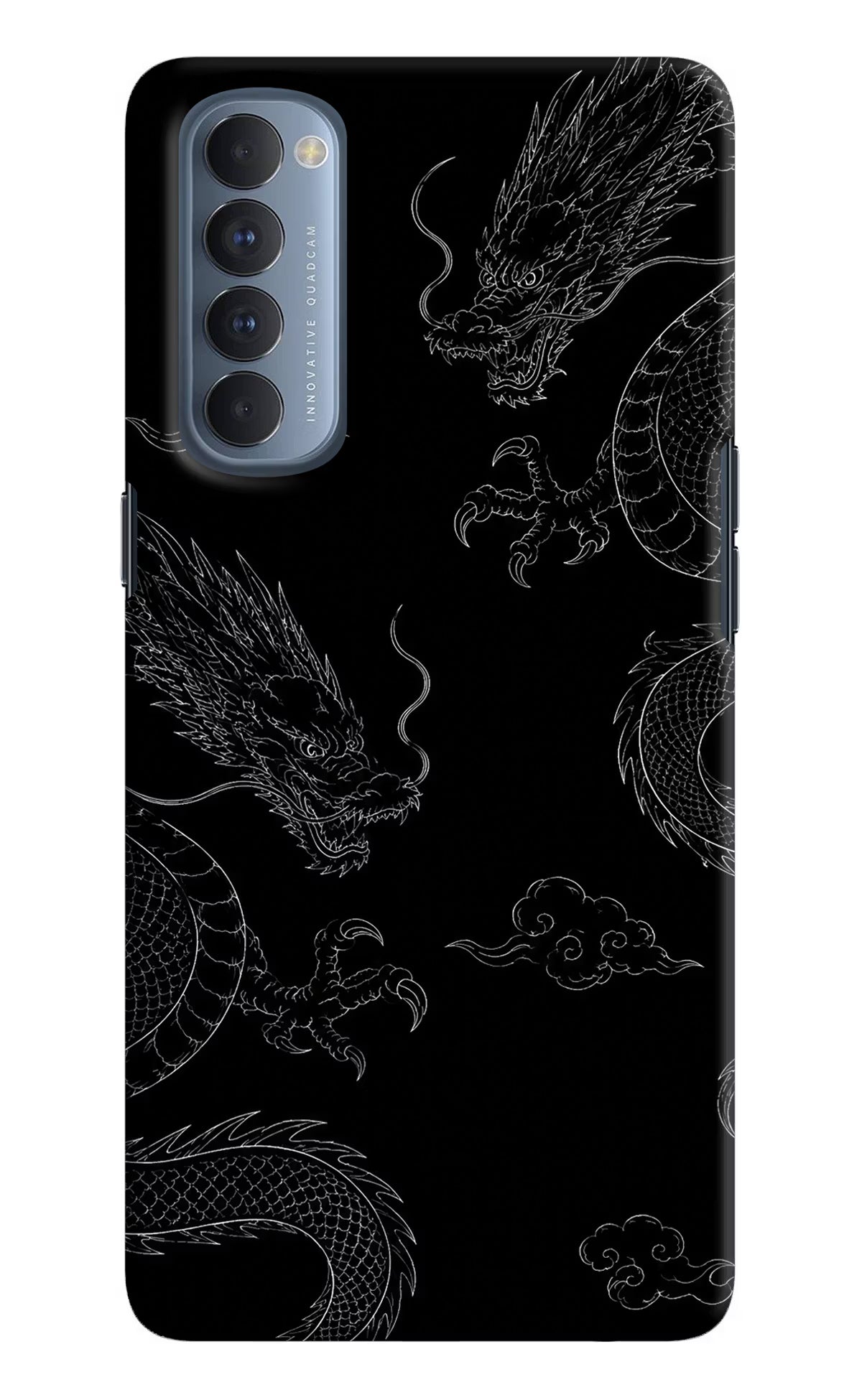 Twin Dragons Oppo Reno4 Pro Hard Case Back Cover by Casekaro