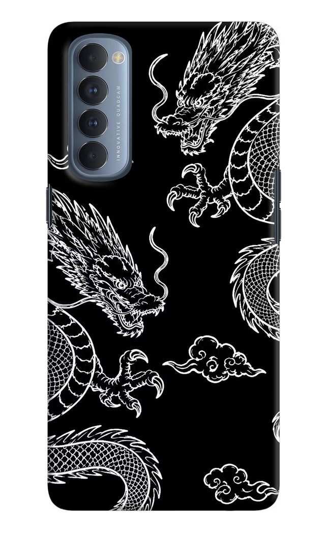 Twin Dragons Oppo Reno4 Pro Hard Case Back Cover by Casekaro