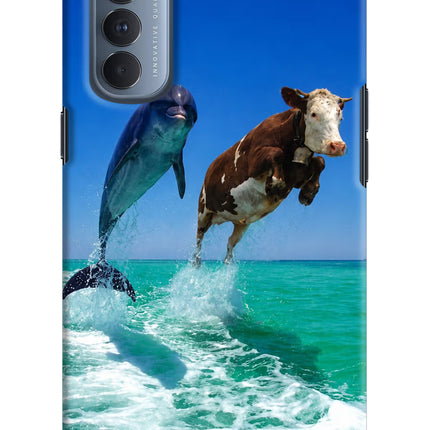 Dolphin vs Cow Oppo Reno4 Pro Hard Case Back Cover by Casekaro